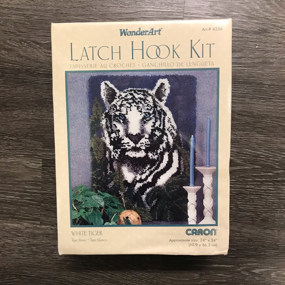New Caron White Tiger Latch Hook Kit
